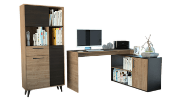 ESCRITORIO 1L + BIBLIOTECA BILBAO - MIEL / WENGUE