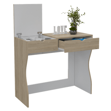 MUEBLE TOCADOR TUHOME PERLA 90 ROVERE 2 CAJONES BLANCO