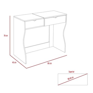 MUEBLE TOCADOR TUHOME PERLA 90 ROVERE 2 CAJONES BLANCO - 6