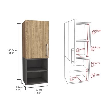 MUEBLE DE BAÑO TUHOME MADRID MELAMINA MUEBLE AUXILIAR MURO BAÑO 1 PUERTA - / PLOMO - 3