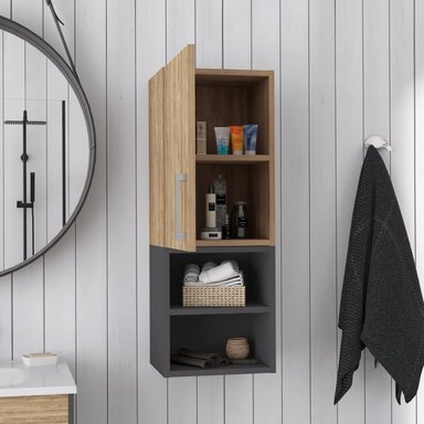 MUEBLE DE BAÑO TUHOME MADRID MELAMINA MUEBLE AUXILIAR MURO BAÑO 1 PUERTA - / PLOMO - 4