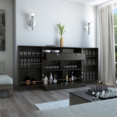 MUEBLE BAR TUHOME NORMANDIA BAJO 2 PUERTAS NEGRO WENGUE - 5