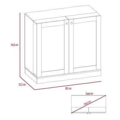 MUEBLE BAR TUHOME NORMANDIA BAJO 2 PUERTAS NEGRO WENGUE - 6
