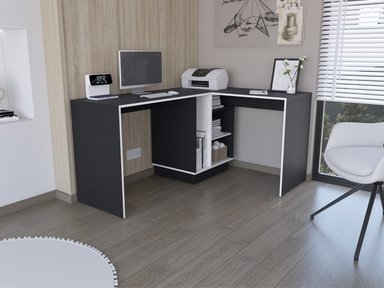 ESCRITORIO EN L TUHOME ROOKIE 151.6 CM X 116.5 CM BLANCO / WENGUE - 5