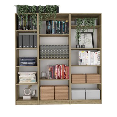 COMBO 3 ESTANTES HOME 180.6X170.6X29.9 CM MACADAMIA