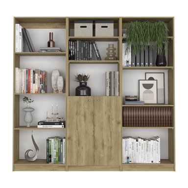 COMBO ESTANTE 3 REPISAS + ESTANTE 2 PUERTAS + ESTANTE 4 REPISAS MACADAMIA