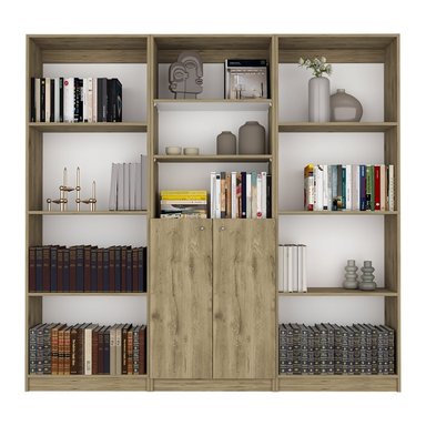 COMBO 2 ESTANTE 3 REPISAS + ESTANTE 2 PUERTAS HOME MACADAMIA