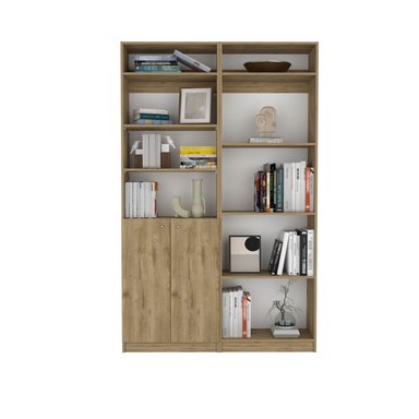 COMBO ESTANTE 2 PUERTAS + ESTANTE 3 REPISAS + 2 COMPLEMENTOS MACADAMIA