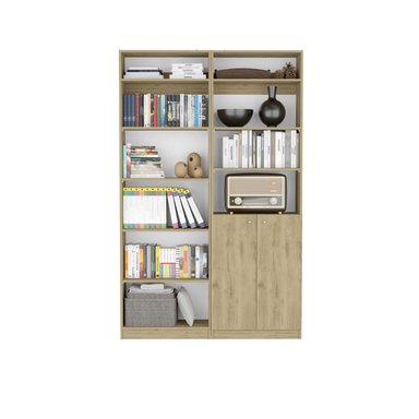 COMBO ESTANTE 2 PUERTAS + ESTANTE 4 REPISAS + 2 COMPLEMENTOS MACADAMIA