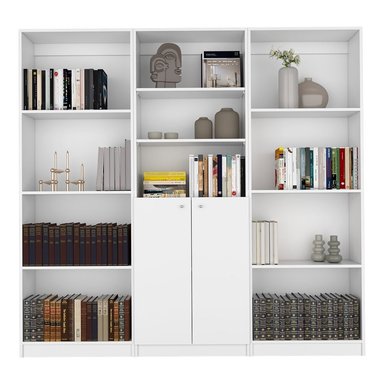 COMBO 2 ESTANTE 3 REPISAS + ESTANTE 2 PUERTAS HOME BLANCO