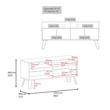 RACK TV55' 4 PUERTAS VASSEL CARTAGENA Y WENGUE 60,0X123,5X38,6 CM - 7