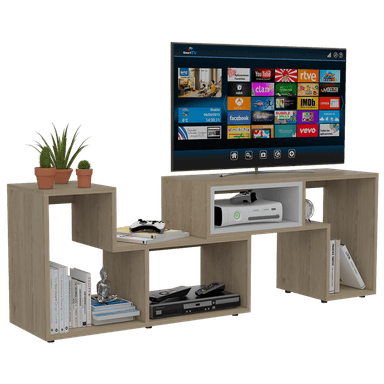 SET TUHOME BEIJING RACK EXTENSIBLE TV40 + BIBLIOTECA ESCALERA + ARRIMO + MESA DE CENTRO ROVERE - 2