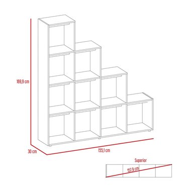 SET TUHOME BEIJING RACK EXTENSIBLE TV40 + BIBLIOTECA ESCALERA + ARRIMO + MESA DE CENTRO ROVERE - 7