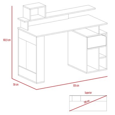 ESCRITORIO 1 CAJÓN OFFICE W-120 HABANO Y MIEL - 7