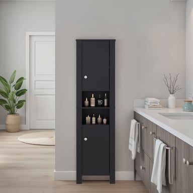 ESTANTE ORGANIZADOR BAÑO VANESSA 2 PUERTAS WENGUE 160,7X44,1X27,6 CM - 5