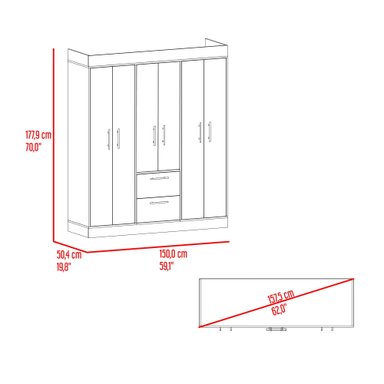ROPERO 6 PUERTAS 2 CAJONES 150 VM CARTAGENA Y WENGUE 177,9X150,0X50,4 CM - 7