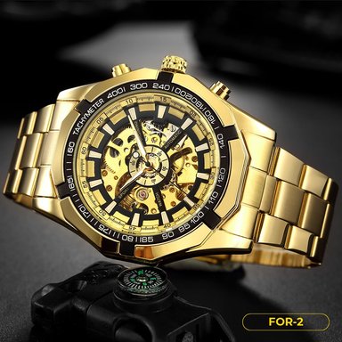 RELOJ FORSINING HOMBRE TRANSPARENTES LUMINOSO NEGRO ACERO INOXIDABLE - 2