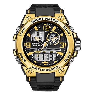 RELOJ SANDA HOMBRE DEPORTIVO MILITAR NEGRO GOLD SAN-16