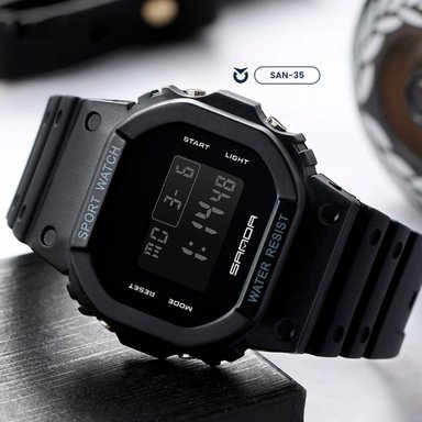RELOJ SANDA UNISEX DIGITAL DEPORTIVO NEGRO SIMPLE CASUAL SAN-35 - 2