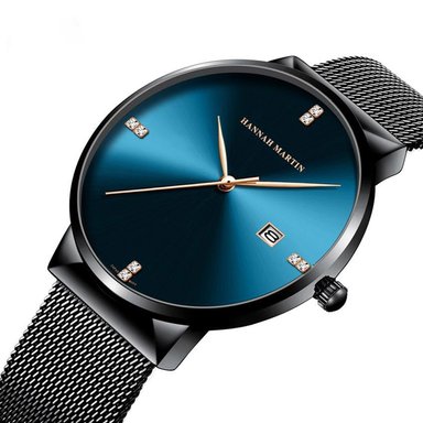 RELOJ HANNAH MARTIN HOMBRE ANÁLOGO UNICO NEGRO AZUL ADO ELEGANTE HAN-24 - 2