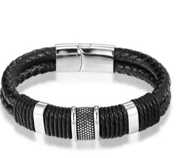 BRAZALETE DE CUERO TRENZADO ULTRA BLACK | BRA-34