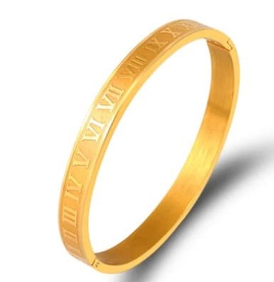 PULSERA CLOCK BRAZALETE DORADO ROMANO ACERO | BRA-37