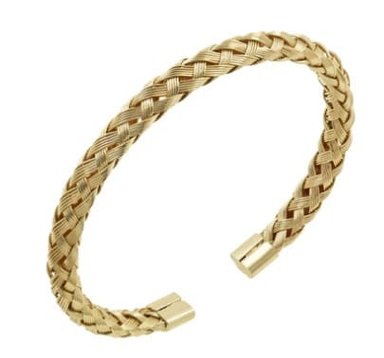 PULSERA CLOCK BRAZALETE TRENZADO CASUAL ACERO GOLD | BRA-38