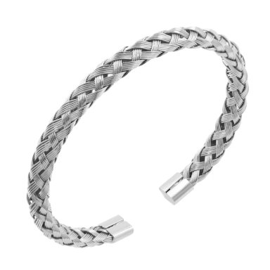 PULSERA CLOCK BRAZALETE TRENZADO CASUAL ACERO SILVER | BRA-41