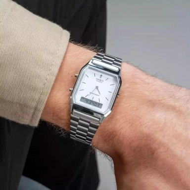 RELOJ CASIO ORIGINAL AQ-230A PLATEADO| CAS-52 - 2
