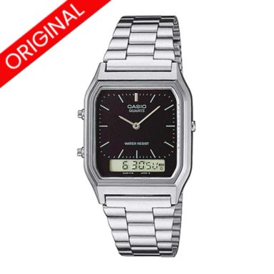 RELOJ CASIO ORIGINAL AQ-230A PLATEADO CON NEGRO | CAS-33 - 1