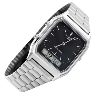 RELOJ CASIO ORIGINAL AQ-230A PLATEADO CON NEGRO | CAS-33 - 2