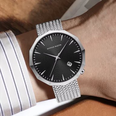 RELOJ HANNAH MARTIN PARA HOMBRE ELEGANTE PLATEADO HM-1541 | HAN-112