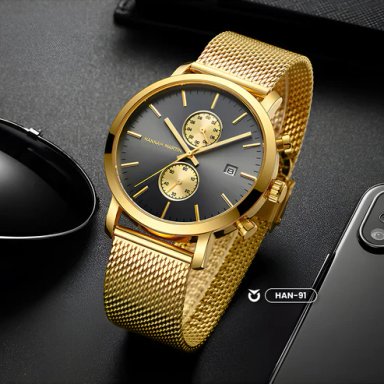 RELOJ HANNAH MARTIN PARA HOMBRE - ELEGANTE Y CASUAL - NEGRO | HAN-91