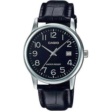 MTP-V002 | RELOJ CASIO PARA HOMBRE DE CUERO NEGRO | CAS-122