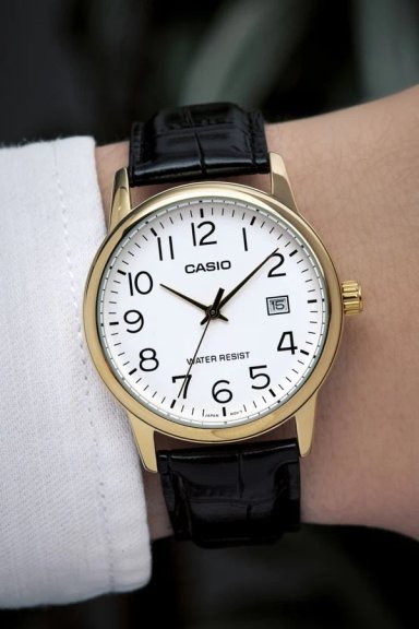 MTP-V002 | RELOJ CASIO PARA HOMBRE DE CUERO NEGRO | CAS-121