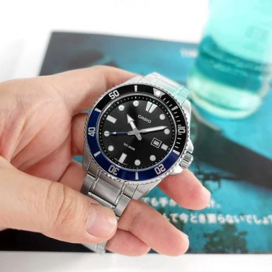 MDV-107D-1A2V | RELOJ CASIO PARA HOMBRE DE ACERO NEGRO/AZUL | CAS-250 - 2