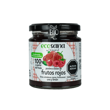 POSTRE (MERMELADA) FRUTOS ROJOS, UVA Y LIMÓN 255 GR ECOSANA