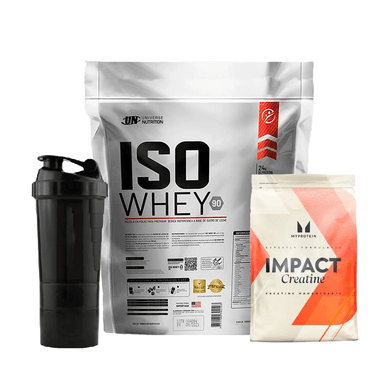 PACK PROTEÍNA ISO WHEY CHOCOLATE 5KG UN + CREATINE MONOHYDRATE 250GR 83 SERV MY PROTEIN + SHAKER