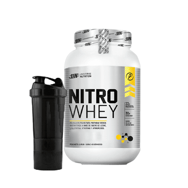 PACK PROTEÍNA NITRO WHEY 1KG VAINILLA 37SERV UN + SHAKER