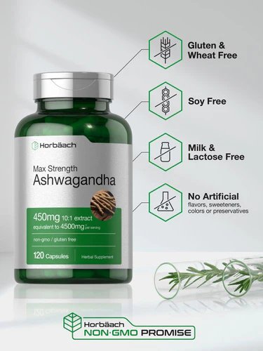 ASHWAGANDHA HORBAACH 4500 MG 120 CAPSULAS GINSENG INMUNIDAD - 4