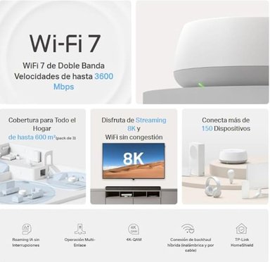 TP-LINK DECO BE22 (3-PACK) - SISTEMA WI-FI 7 MESH BE3600 (HASTA 3,6 GBPS) – 2× PUERTOS - 3
