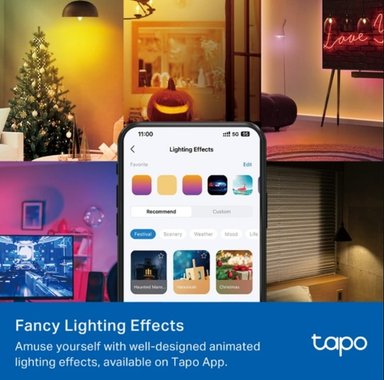 TAPO L430C
BOMBILLA LED WI-FI INTELIGENTE E14 CON RGB MULTICOLOR - 3