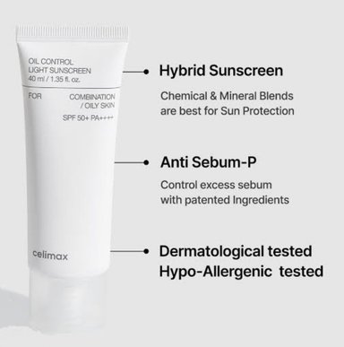 BLOQUEADOR ROSTRO Y CUELLO CELIMA OIL CONTROL LIGHT SUNSCREEN SPF 50+ PA++++ 40ML - 2