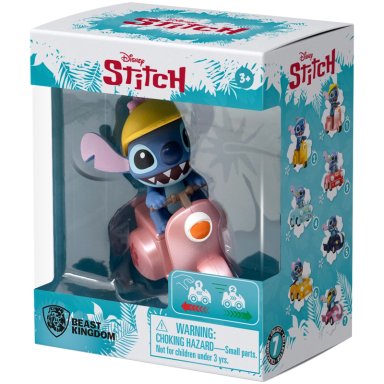 BEAST KINGDOM: LILO Y STITCH ZOOM HERO PULL BACK VEHICLE (BLIND BOX) (X UNIDAD) (MOTO PINK)