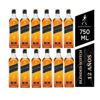 WHISKY JOHNNIE WALKER 750 ML BLACK LABEL 12 UNID