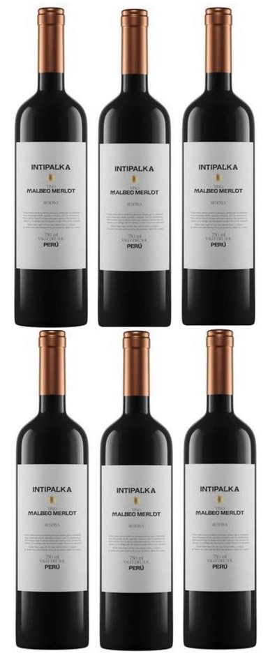 VINO TINTO INTIPALKA MALBEC MERLOT RESERVA BOTELLA 750ML - 6 UND