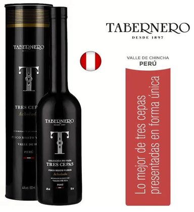 PISCO TABERNERO MOSTO VERDE TRES CEPAS BOTELLA 500ML