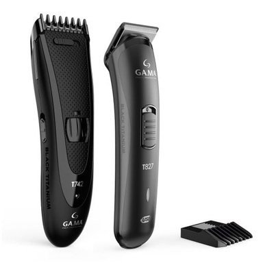 KIT CORTADORA T742 + AFEITADORA T827 TITANIUM GAMA NEGRO