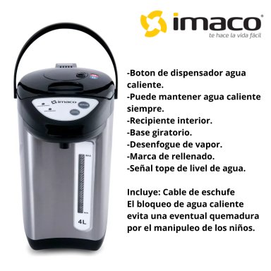 TERMOHERVIDOR IMACO 4 LTS CON DISPENSADOR TP4050SS ACERO