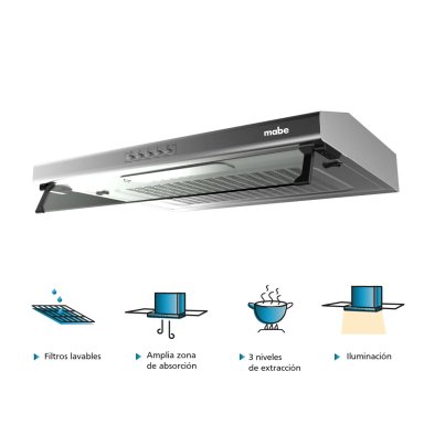 CAMPANA UTILITARIA MABE 90 CM ACERO INOX CMU9020PI0